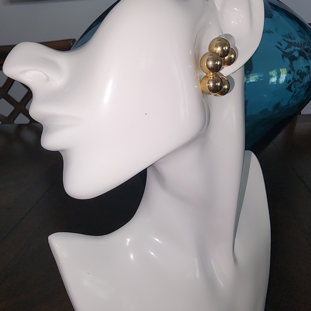 Gold Ball Cluster Hoop Earrings - Women Jewelry